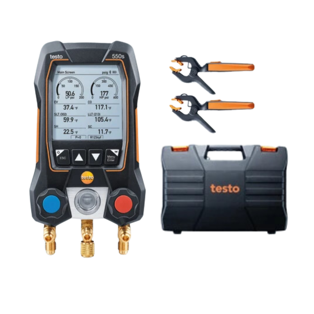 Testo, Inc. 0564 5502 01 testo 550s Smart Kit - Smart digital Manifold with wireless temperature Probes