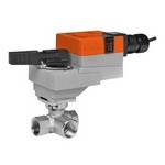 Belimo Aircontrols (USA), Inc. B315L+LRX24-MFT Ball Valve,0.5" ,3 Way,6.4 Cv,w/ Non-Spring,24V,MFT