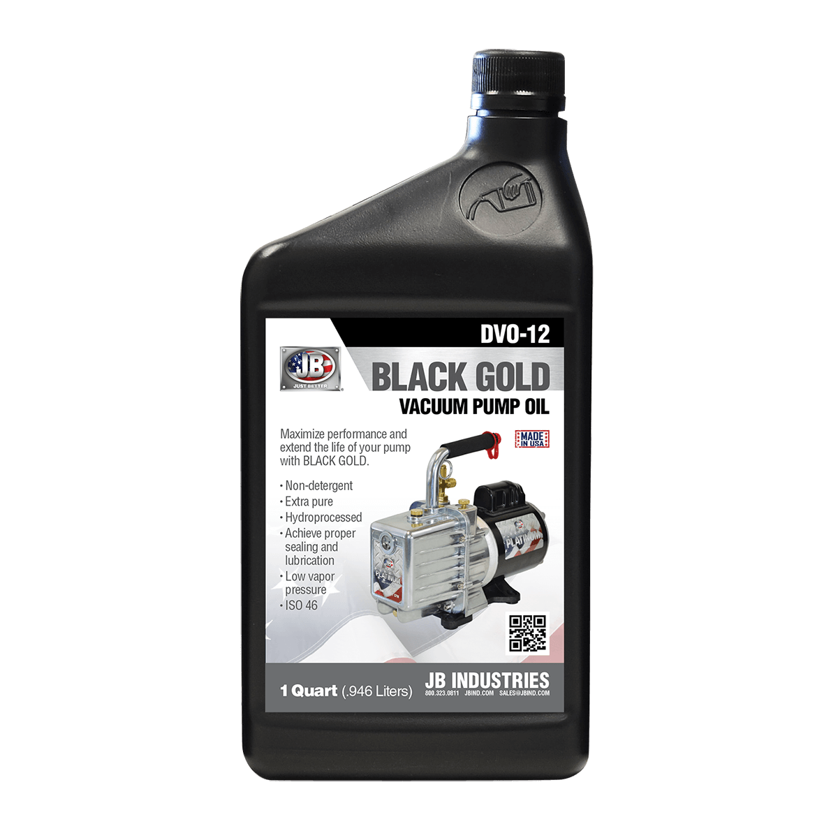 JB Industries DVO-12 BLACK GOLD® Vacuum Pump Oil - 1 Quart -